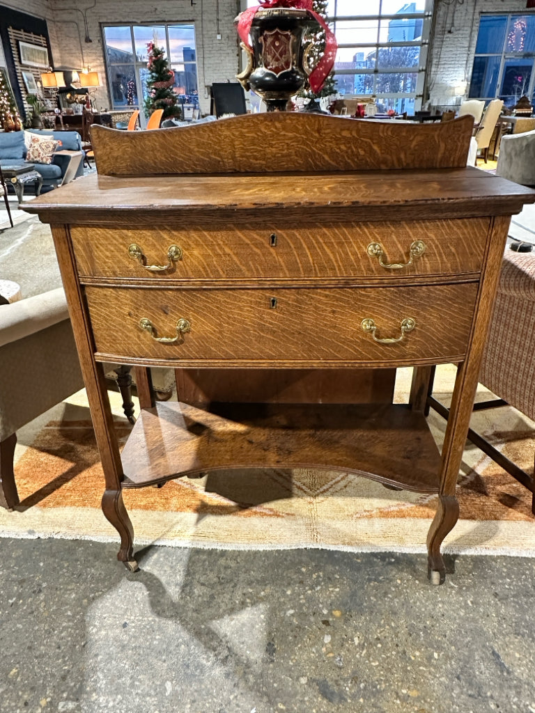 ANTIQUE Oak sideboard w/casters, wear & patina, AS IS