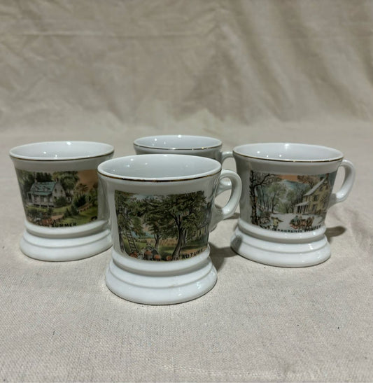 SET of 4 Currier & Ives seasons mugs