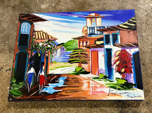 Painting, Brazillian street scene 15.5"x12"