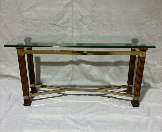 MidCentury Glass console table 18x54x27h