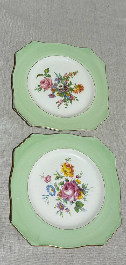 PAIR of Antique Royal Winton Grimwades Floral plates, 8.5"