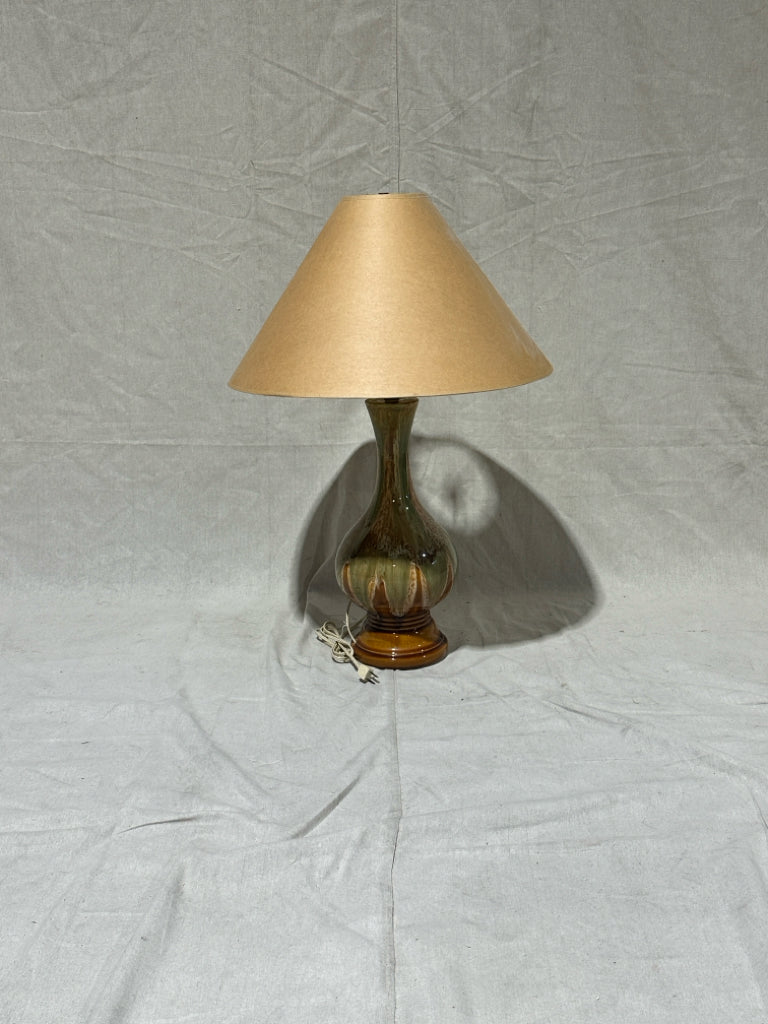 Vintage 60's drip glaze MCM lamp, 28"