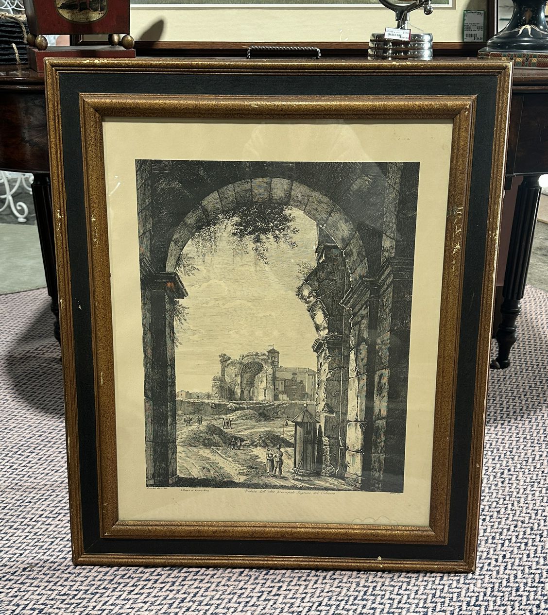 Vintage Luigi Rossini engraving, 'Ingresso del Colosseo', 25.5"x30.5"H