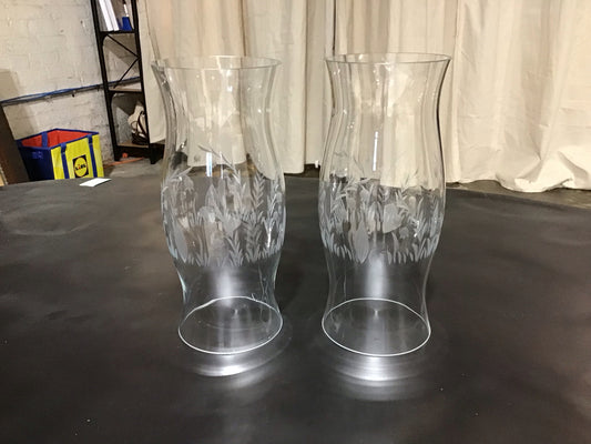 Vintage Etched Crystal Hurricanes