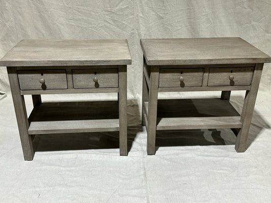 PAIR Pottery Barn bedside tables, weathered gray finish