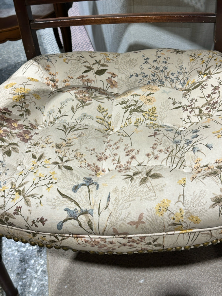 PAIR of antique (c.1920s), cane back, button tufted chairs (AS IS)