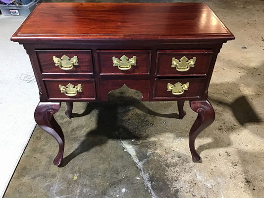 Cherry five drawer Queen Anne table 29H 30W 14D