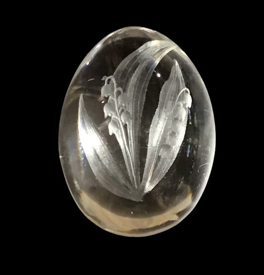 Etched Crystal Paperweight, Lily of the Valley