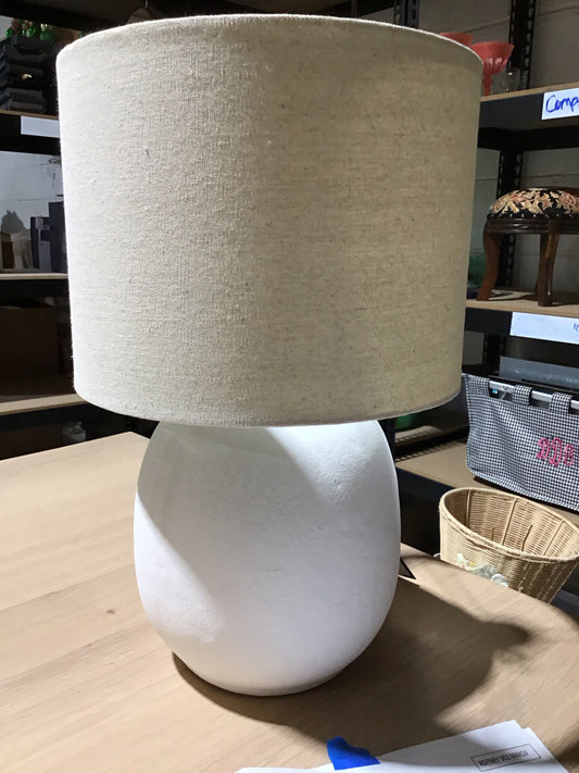 18.5" white table lamp with linen shade