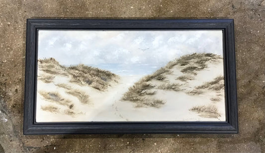 Painting, beach scene, signed 15"x27"