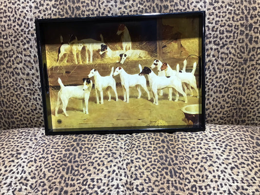 Vintage Dog Hunt Tray 17"x12"