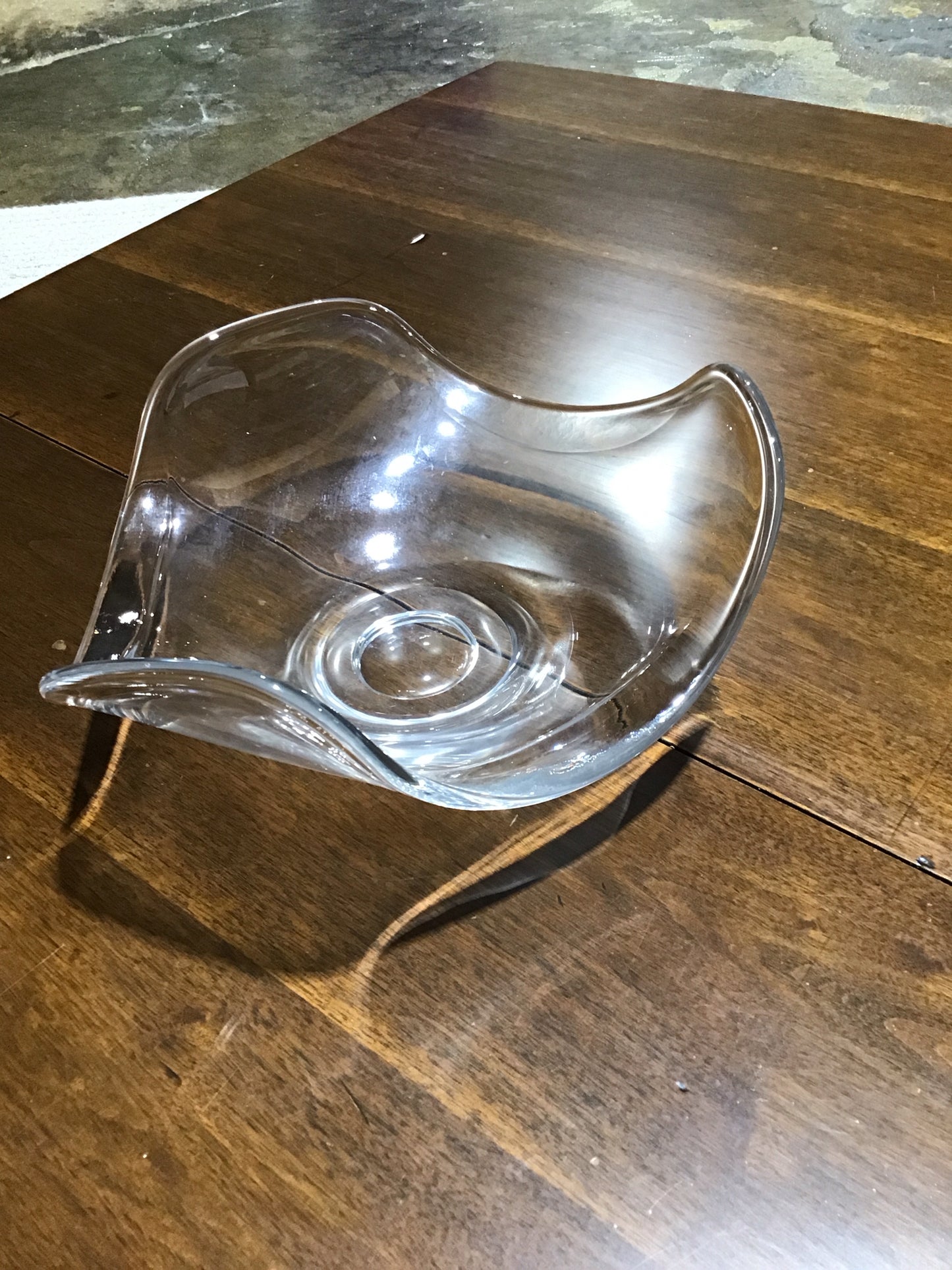 Modern free form glass bowl 12"x13"