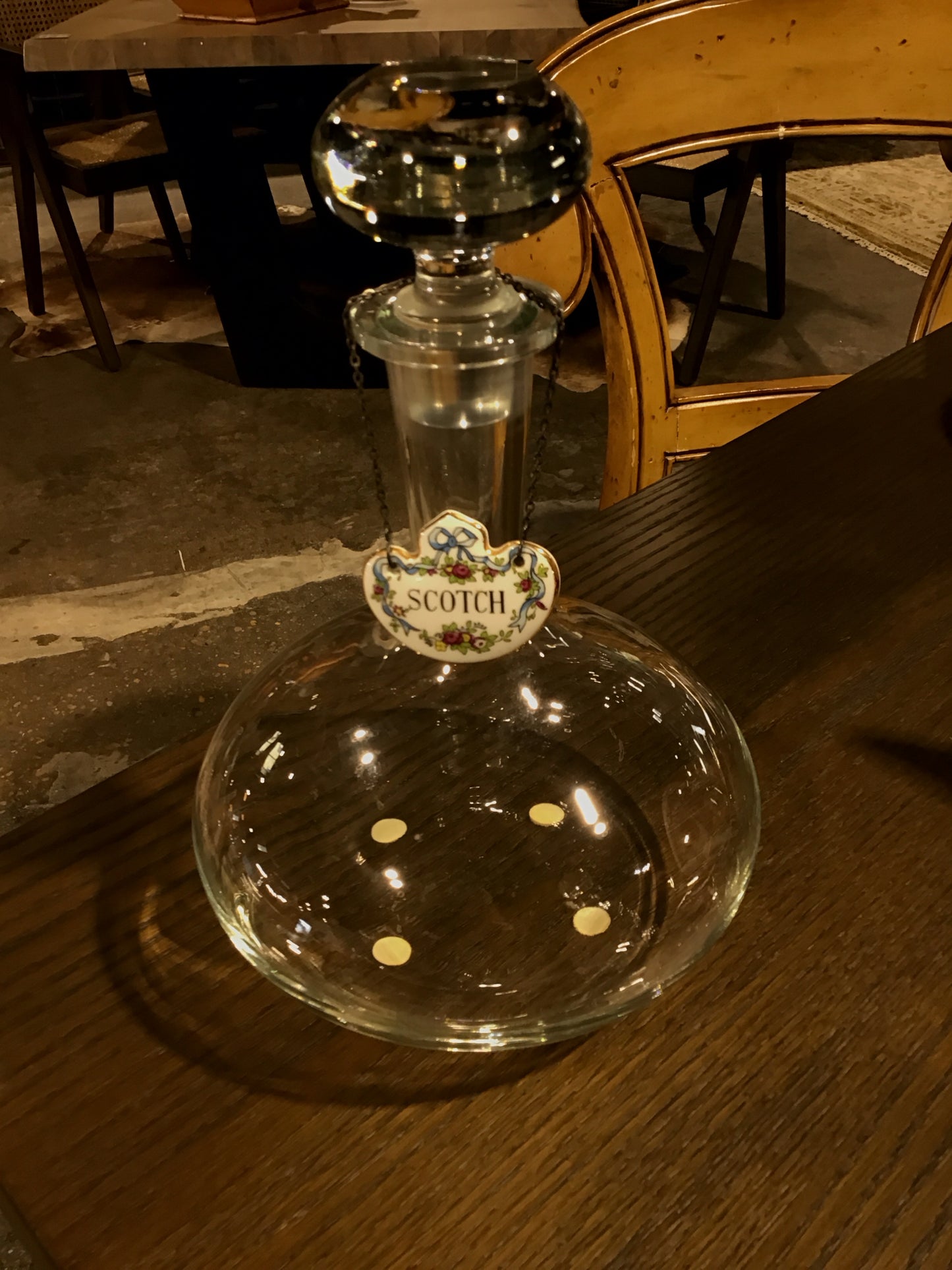 Crystal decanter 11" with Scotch tag