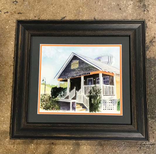 Print, Duck, NC. Matted & framed, signed 18.5"x17"