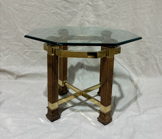 MidCentury glass octogon side table 28x28x22h