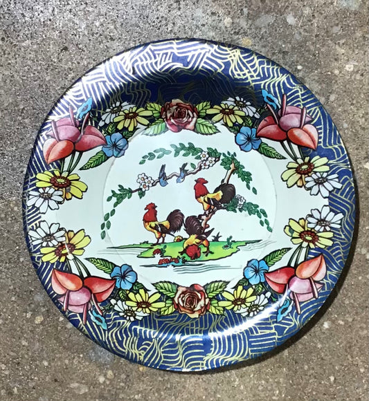 Action industries Brazil Rooster decorative enamel plate 8.5"diameter